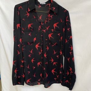 Express Red Sparrow Slim Fit Portofino Shirt